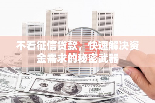惠民不看征信贷款，快速解决资金需求的秘密武器