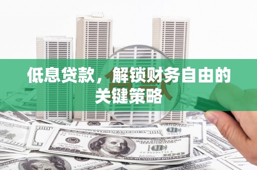 惠民低息贷款，解锁财务自由的关键策略