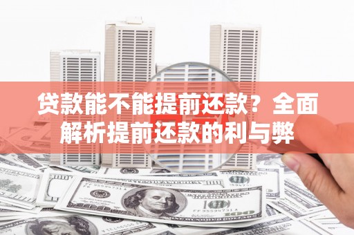 惠民贷款能不能提前还款？全面解析提前还款的利与弊