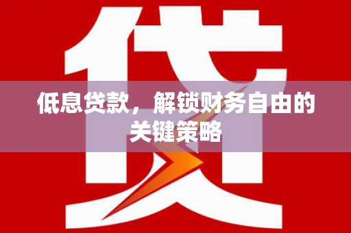 惠民低息贷款，解锁财务自由的关键策略