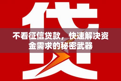 惠民不看征信贷款，快速解决资金需求的秘密武器