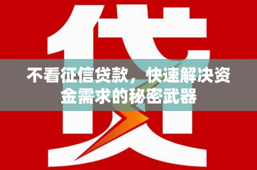 惠民不看征信贷款，快速解决资金需求的秘密武器