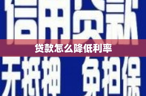 惠民贷款怎么降低利率